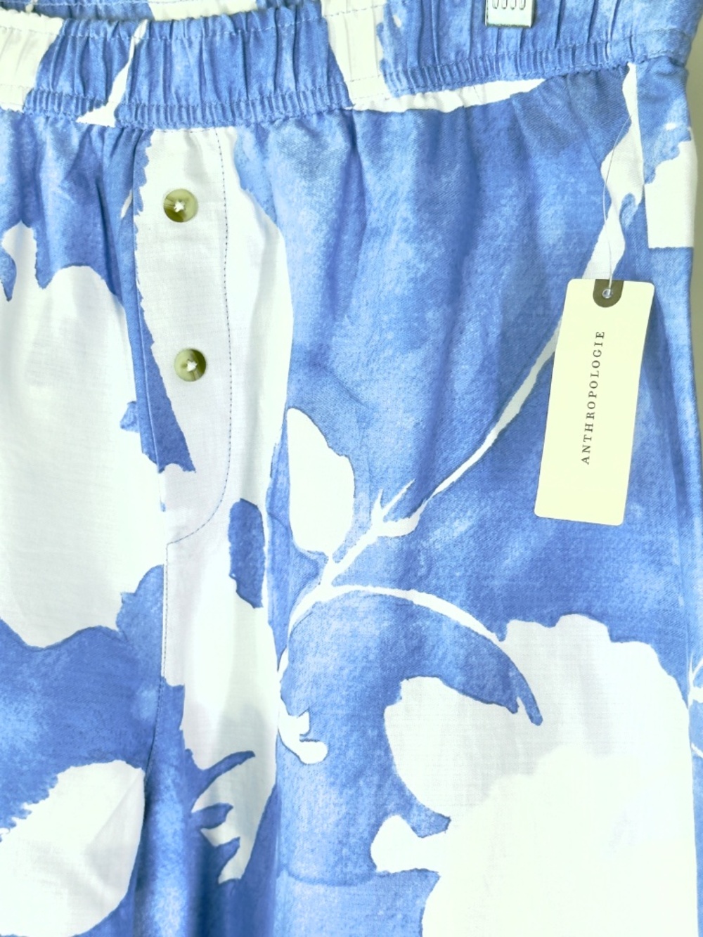 ANTHROPOLOGIE LyreBird Cloud Blue Cotton Flannel Pajama Sleep SET Sz M - Picture 7 of 12